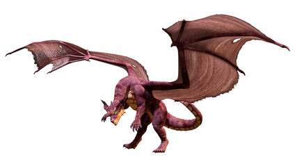 3D Rendering Fairy Tale Dragon on White