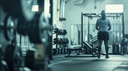 Fototapeta premium Dedicated Athlete Pushing Limits in Intense Gym Workout Session
