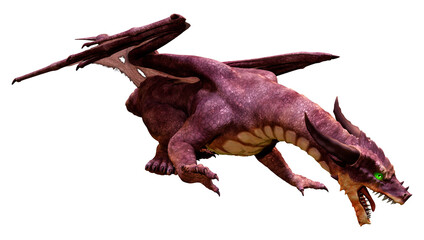 3D Rendering Fairy Tale Dragon on White