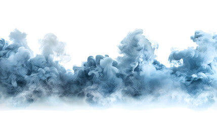 Abstract blue smoke isolated on white background, creating a mysterious and ethereal atmosphere, perfect for creative designs and backgrounds.