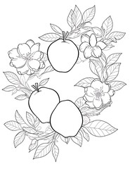 Fall Autumn Line Art Coloring Page. Cute Thanksgiving Design for Kids and Adults