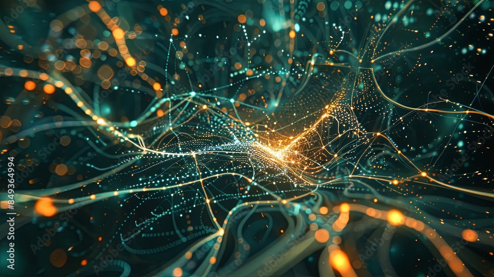 Fototapete an abstract visualization of big data, showcasing massive information streams, complex graphs, and d