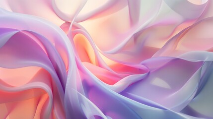 Obraz premium Abstract pastel background featuring colorful flowing fabric textures in soft pink, purple, and peach hues for a dreamy and ethereal effect.