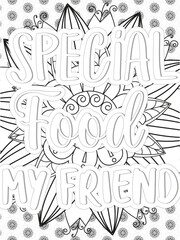 Dog Quotes Flower Coloring Page Beautiful black and white illustration for adult coloring book
