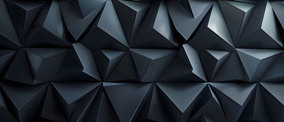Polished, semigloss wall background with tiles in a triangular pattern, featuring 3D black blocks. Ideal for modern designs, interior decor, and architectural detailing. Copy space included.