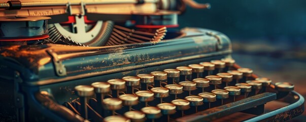 Vintage typewriter with a half-typed letter, 4K hyperrealistic photo