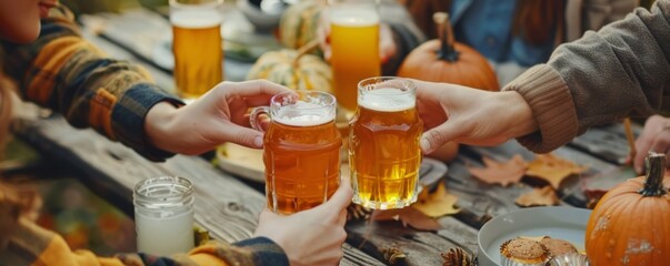 Friends having a cider tasting for National Pumpkin Day, October 26th, sampling different cider flavors and enjoying autumn beverages, 4K hyperrealistic photo.