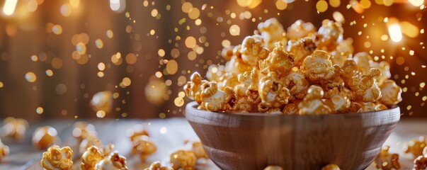 Making caramel corn for National Caramel Corn Day, October 31st, sweet and crunchy snacks, 4K hyperrealistic photo.