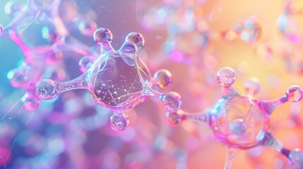 Fototapeta premium Close-up view of vibrant and colorful molecular structures, depicting scientific and biological concepts in a visually appealing manner.