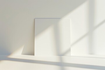 Obraz premium A white sign sits on a shelf in a room with pink walls