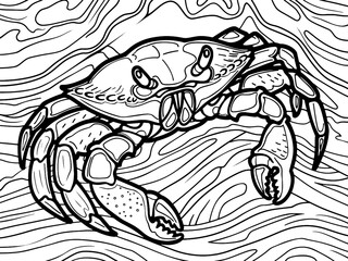 Naklejka premium Children picture, coloring book antistress. Sea animal, crab with claws. Generative ai vector.