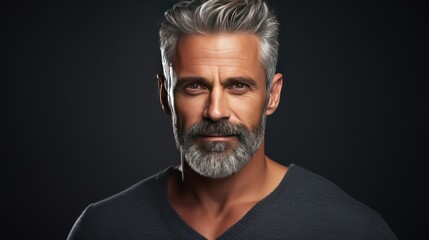 Obraz premium old man model on a blank dark background, 