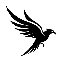 logo--the-silhouette-of-a-falcon-swooping-down-wit