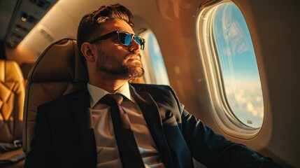 a businessman on a plane.