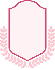 Cartoon Illustration of a Blank Shield Frame with Laurel.