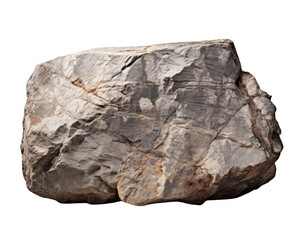 A large, textured rock, isolated on a white background. Ideal for projects requiring a natural, rugged outdoor element.