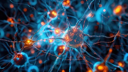 digital abstract background ,human brain's neural networks, 