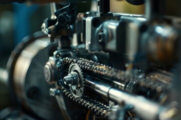 Fototapeta premium Precision Adjustment of Timing Belt in an Engine Close-Up - Mechanical Engineering and Maintenance