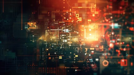 digital abstract background  technology, with vintage computer symbols 