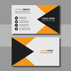 Naklejka premium Clean Corporate Business Card Layout with yellow color. Modern unique creative business card. Business card for business and personal use. Vector illustration design, Print ready, 