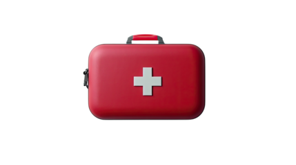 Red first aid kit on a transparent background