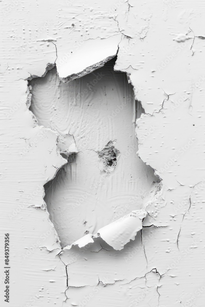 Poster a worn-out section of a white wall with flaking paint, suitable for use as a background or texture