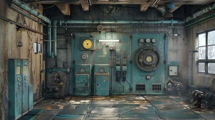 Inside the meter room of a large industrial business that is realistic.