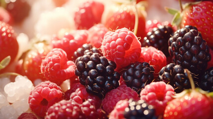 Assorted fresh berries including raspberries, blackberries