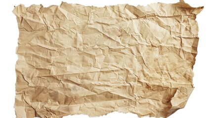 Obraz premium A single piece of brown paper on a plain white background, suitable for use as a placeholder or in graphic design projects