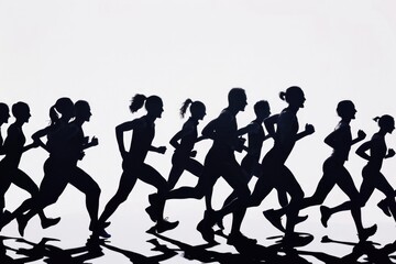 Obraz premium A group of people jogging or running together, possibly during a race or training session