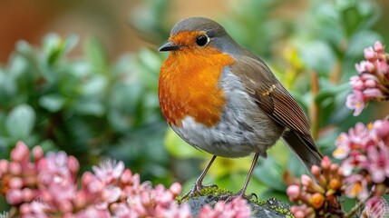 Fototapeta premium bird and flowers HD 8K wallpaper Stock Photographic Image 