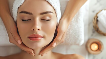 Fototapeta premium Professional Facial Massage for Improved Skin Tone and Elasticity in a Relaxing Spa Setting