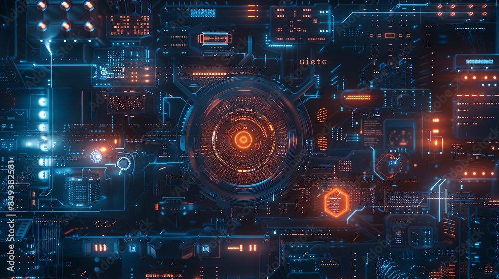 Aufkleber An abstract depiction of a futuristic cybersecurity network, showcasing digital locks, shields, and network nodes protected by AI algorithms. Generative AI
