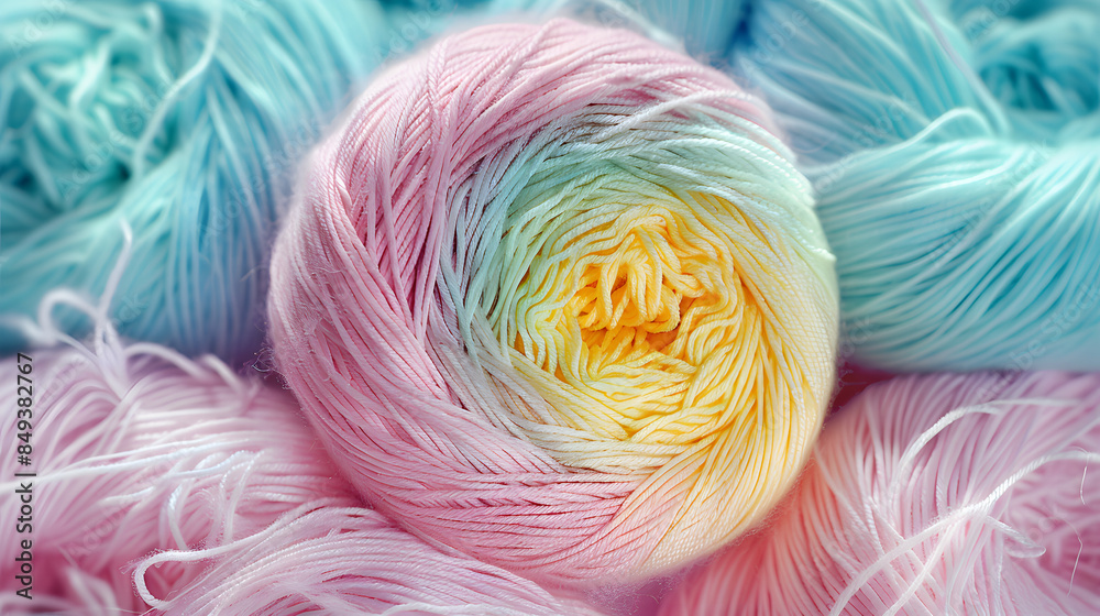 Poster colorful pastel cotton yarn ball of wool