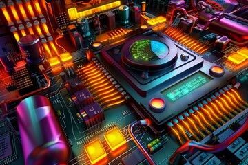 Futuristic AI control panel with glowing lights, representing the integration of artificial intelligence in advanced control systems