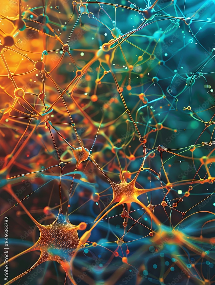 Aufkleber An abstract image illustrating the complex interconnectedness of a neural network, representing data processing and learning in artificial intelligence. Generative AI