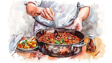 A chef is cooking delicious food in a restaurant kitchen.