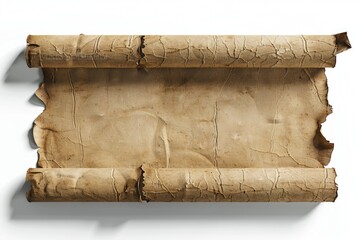 A single rolled up piece of paper on a white surface, suitable for use in office or educational settings