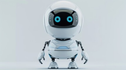Smart little white robots are the artificial intelligence technology of the future.