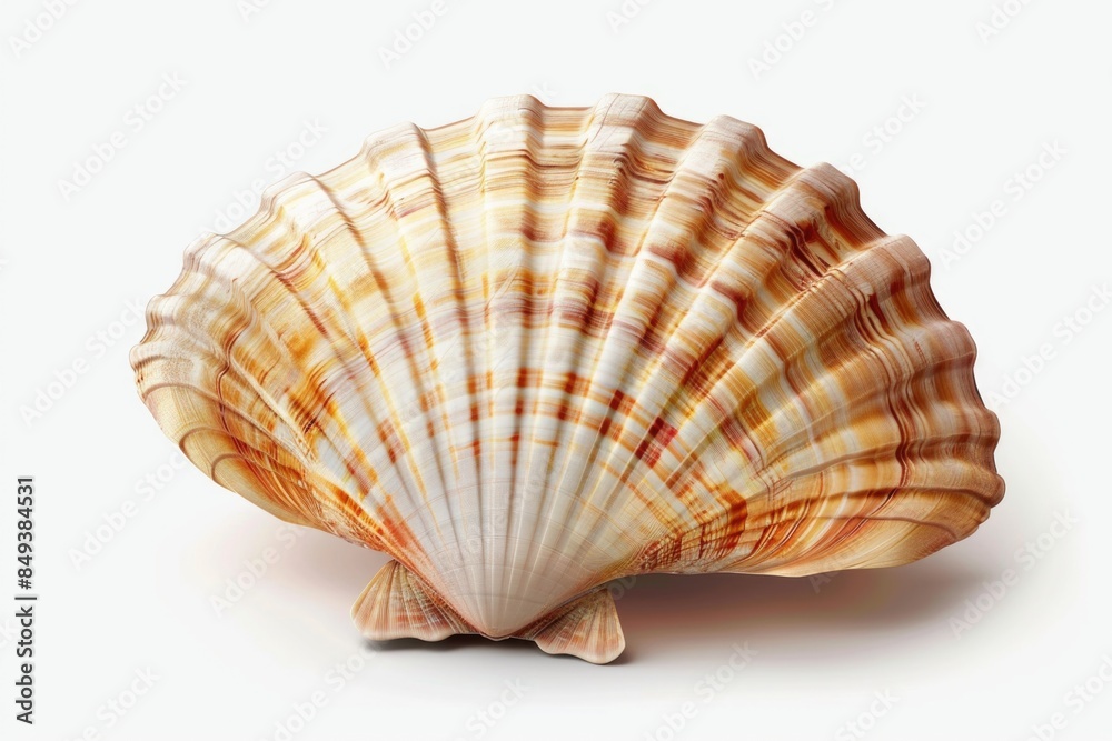 Poster A close-up shot of a shell on a white surface, suitable for use in photography or design projects