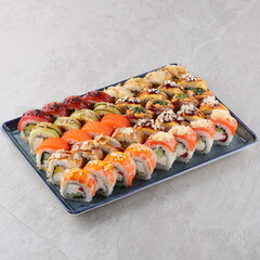 sushi set on the black stone