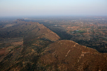 Rajasthan from a bird's eye view during a hot air balloon flight, India