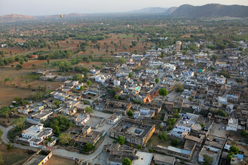 Rajasthan from a bird's eye view during a hot air balloon flight, India