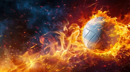 Fototapeta premium A volleyball ball fire.