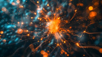 Fototapeta premium Macro presentation of a neural network in the human brain or nervous system.