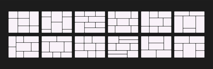 Bento grid web layout template set for design. 