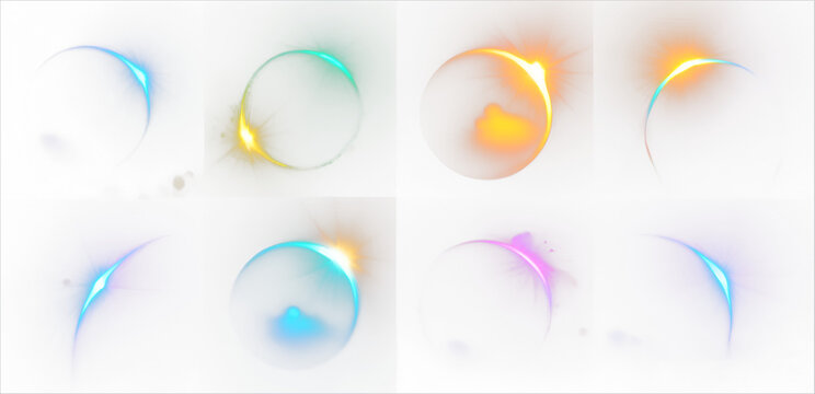 Realistic set of solar eclips on transparent background