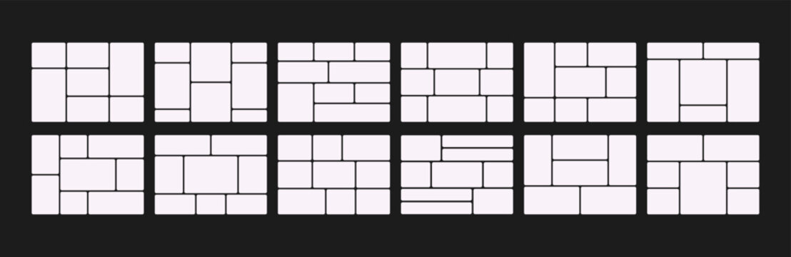 Bento grid web layout template set for design. 