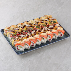 sushi set on the black stone