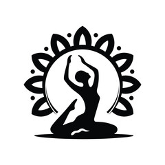 meditation yoga silhouette vector logo icon design